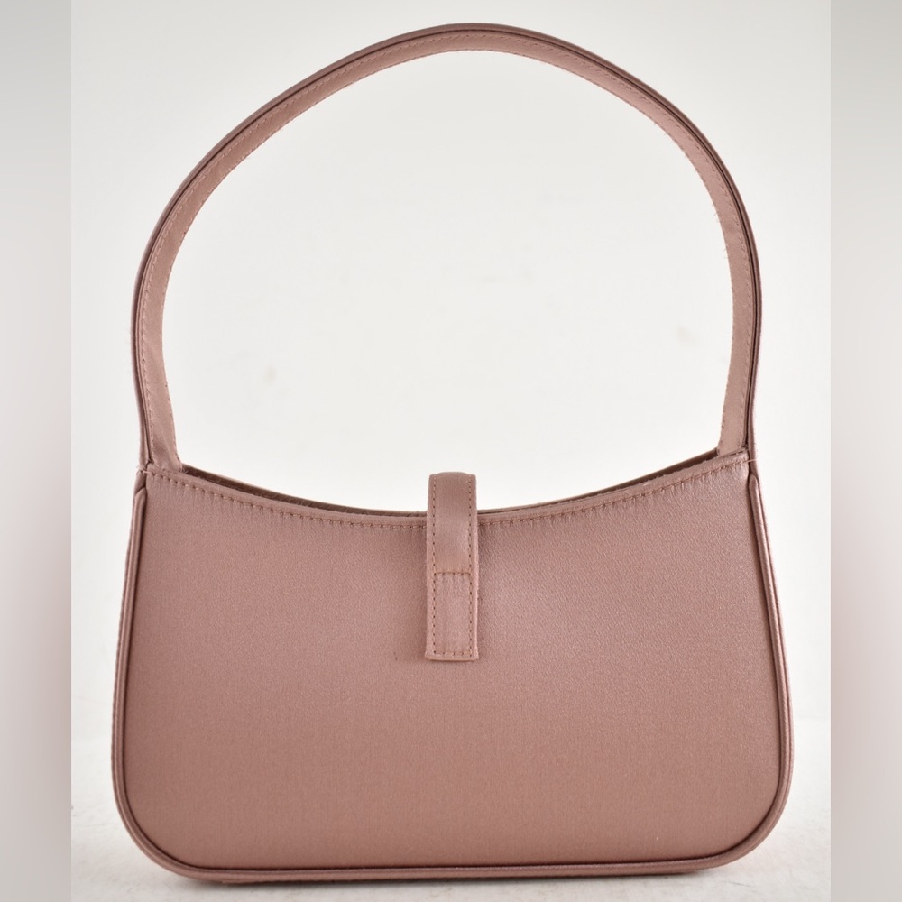 Saint Laurent Mini Le 5 A 7 Hobo Dragee Pink Satin Gold YSL Logo Top Handle Bag - Picture 9 of 16